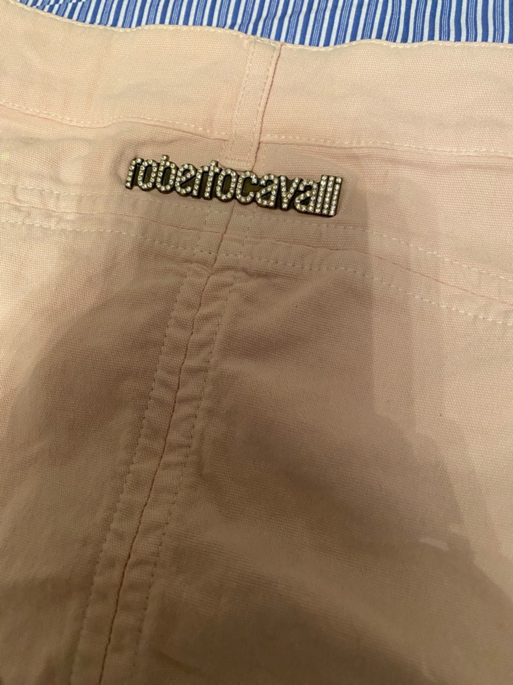 Roberto Cavalli light pink  Mini Skirt with Gold Tassel crystal logo size S - Picture 4 of 8